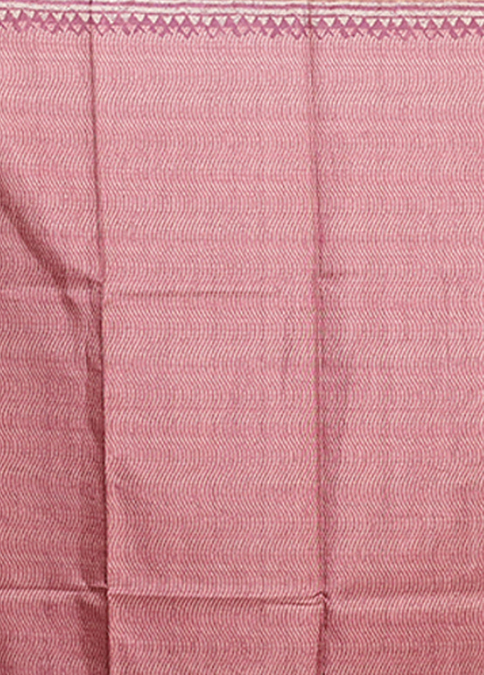 Pink Tussar Silk Saree With Blouse Piece