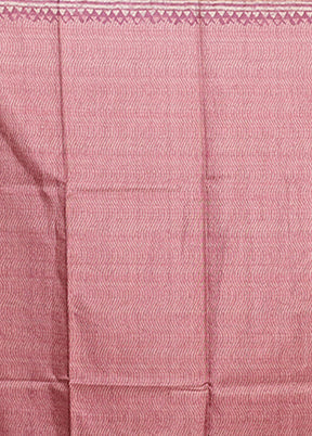 Pink Tussar Silk Saree With Blouse Piece