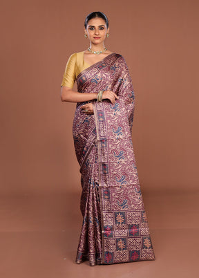 Purple Tussar Silk Saree With Blouse Piece