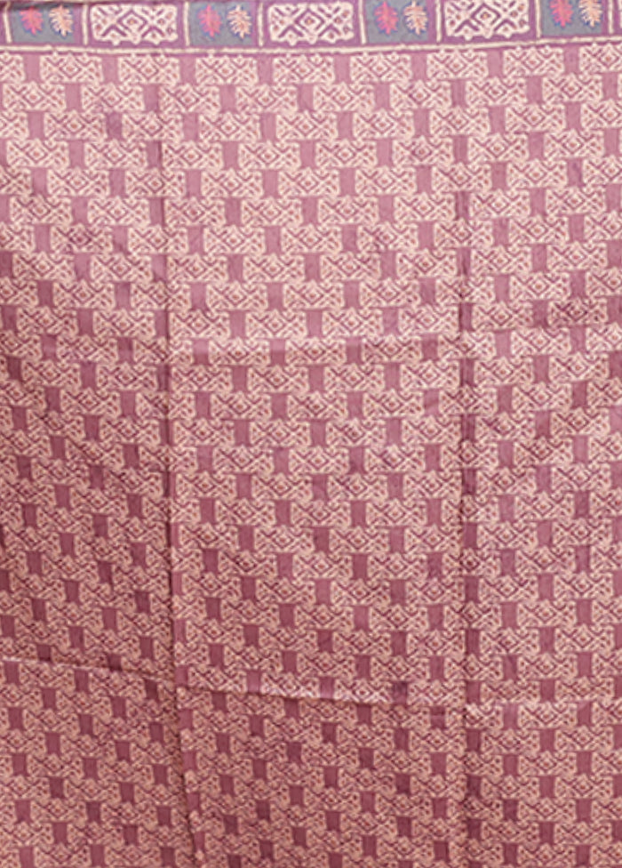 Purple Tussar Silk Saree With Blouse Piece
