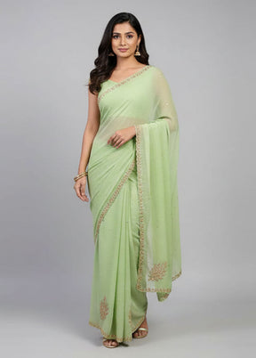 Green Tissue Silk Saree With Blouse Piece