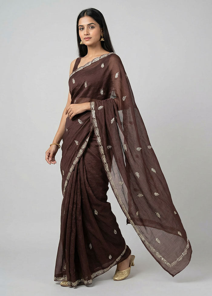 Maroon Tissue Silk Saree With Blouse Piece