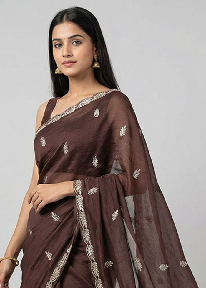 Maroon Tissue Silk Saree With Blouse Piece