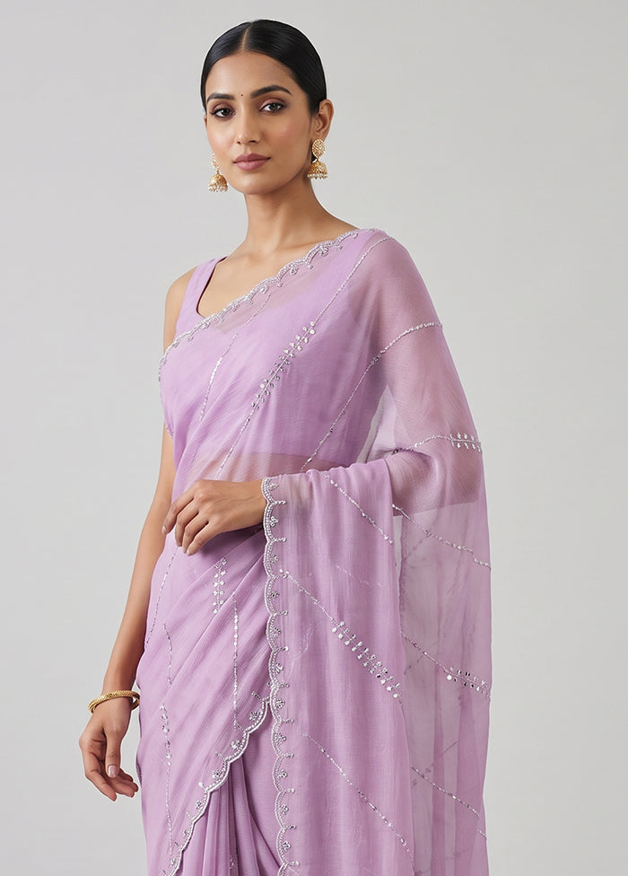 Purple Tissue Silk Saree With Blouse Piece