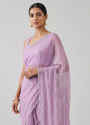 Purple Tissue Silk Saree With Blouse Piece