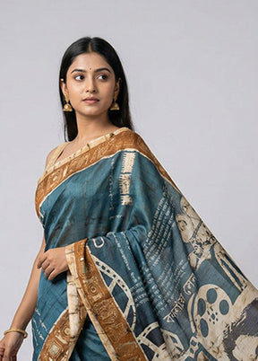 Green Printed Pure Silk Saree Without Blouse Piece