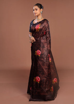 Green Printed Pure Silk Saree Without Blouse Piece