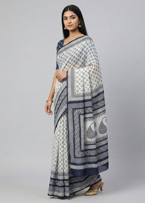 Black Printed Silk Saree Without Blouse Piece