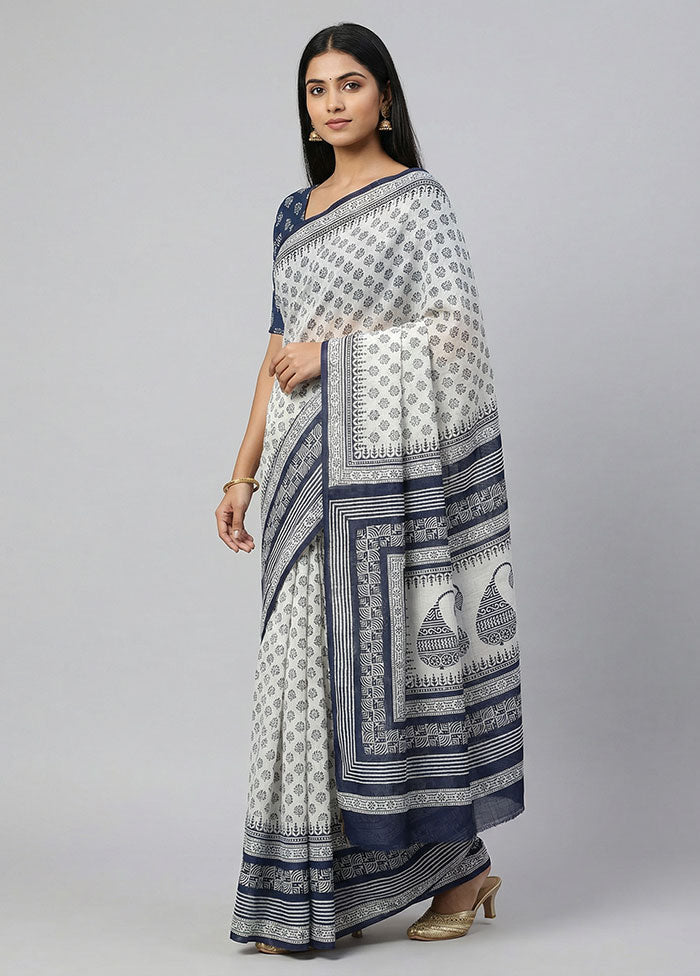 Black Printed Silk Saree Without Blouse Piece