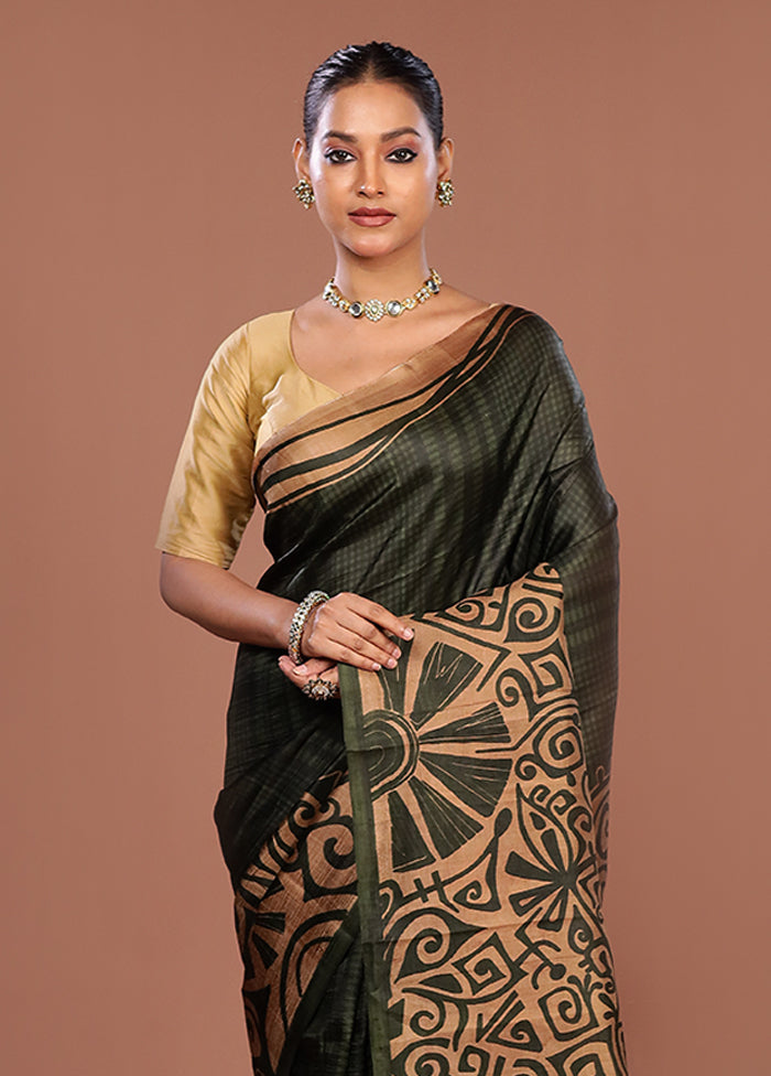 Cream Printed Pure Silk Saree Without Blouse Piece
