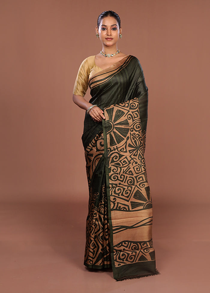 Cream Printed Pure Silk Saree Without Blouse Piece