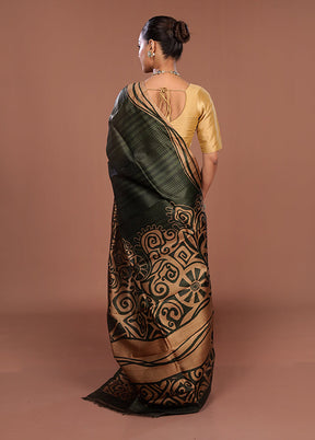 Cream Printed Pure Silk Saree Without Blouse Piece