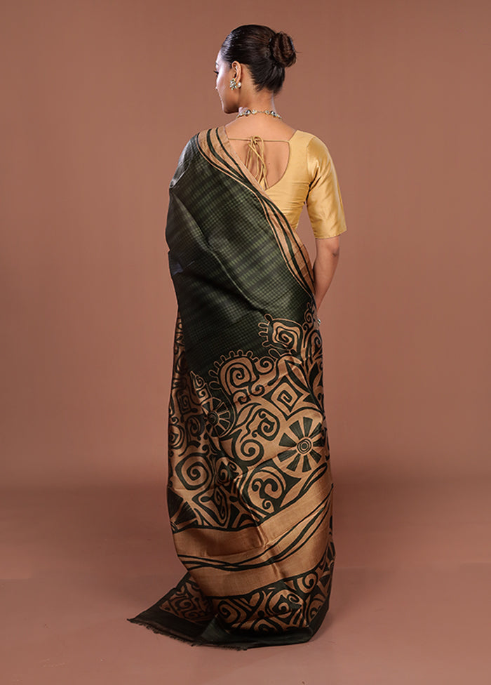 Cream Printed Pure Silk Saree Without Blouse Piece