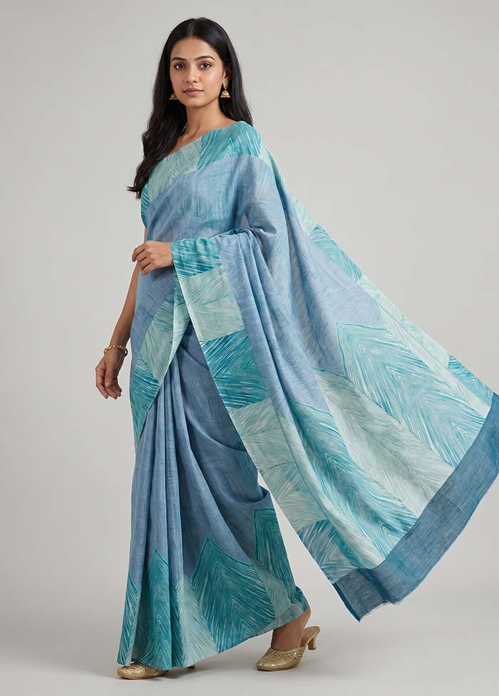 Grey Tussar Silk Saree With Blouse Piece