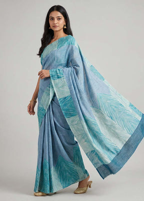 Grey Tussar Silk Saree With Blouse Piece