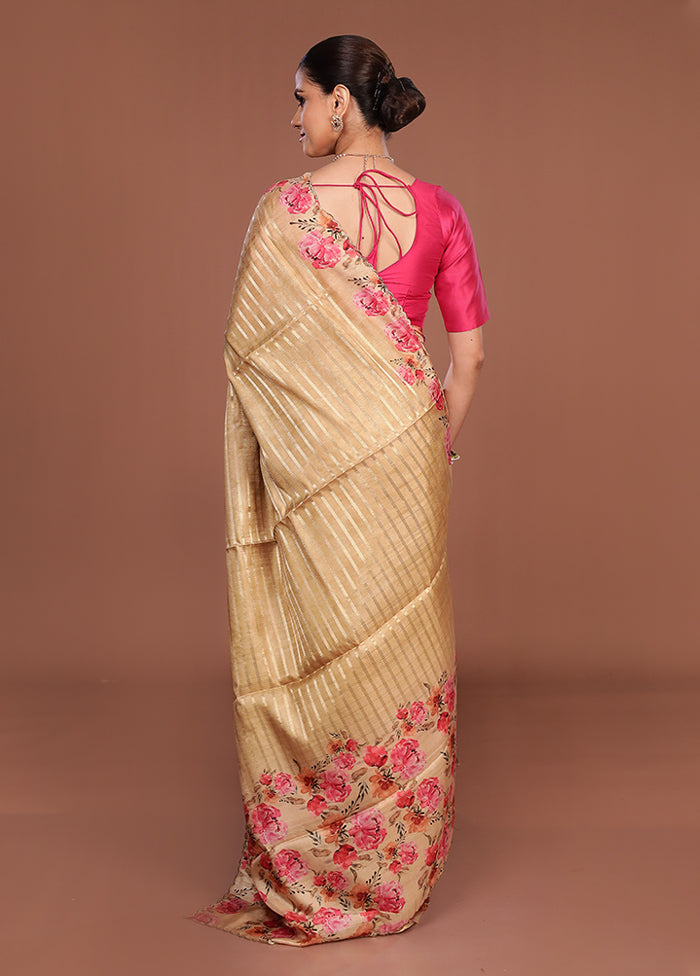 Green Tussar Silk Saree With Blouse Piece