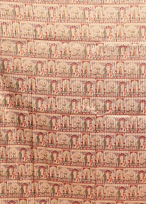 Pink Tussar Silk Saree With Blouse Piece