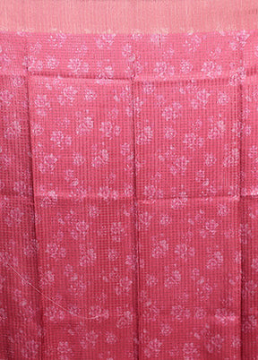 Pink Tussar Silk Saree With Blouse Piece