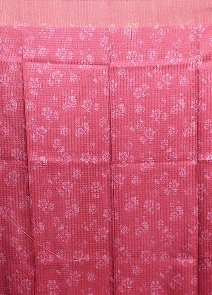 Pink Tussar Silk Saree With Blouse Piece