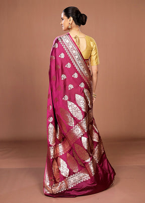 Purple Banarasi Silk Saree With Blouse Piece