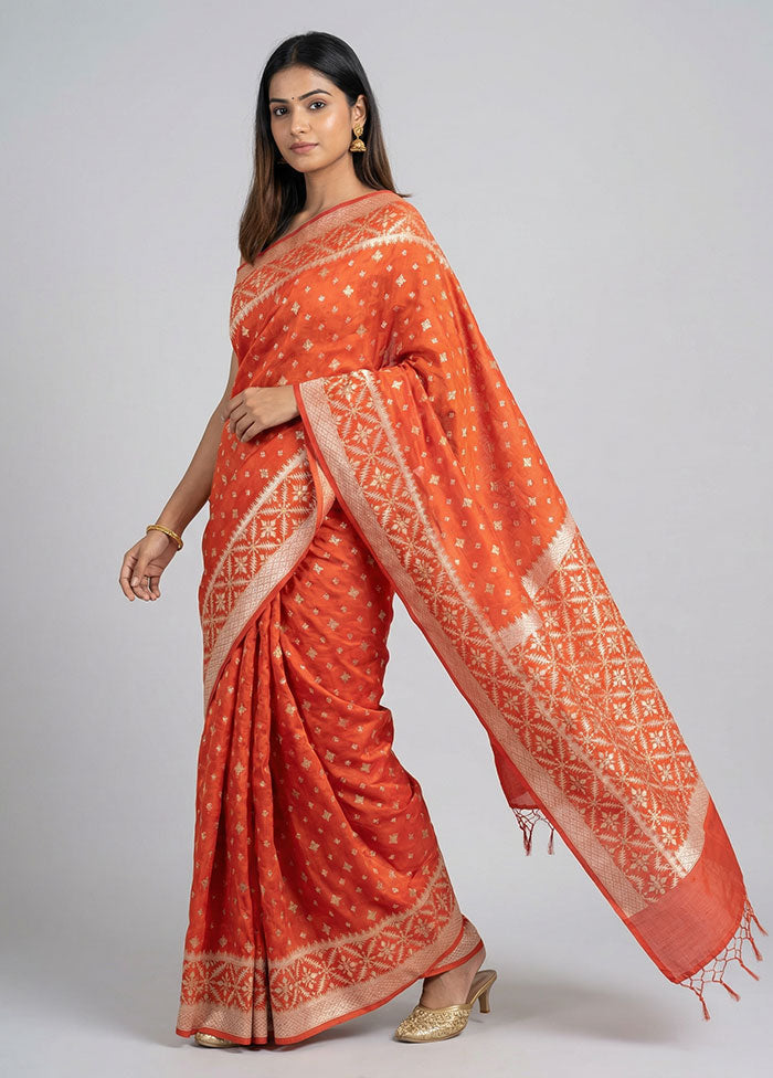 Pink Kora Silk Saree With Blouse Piece