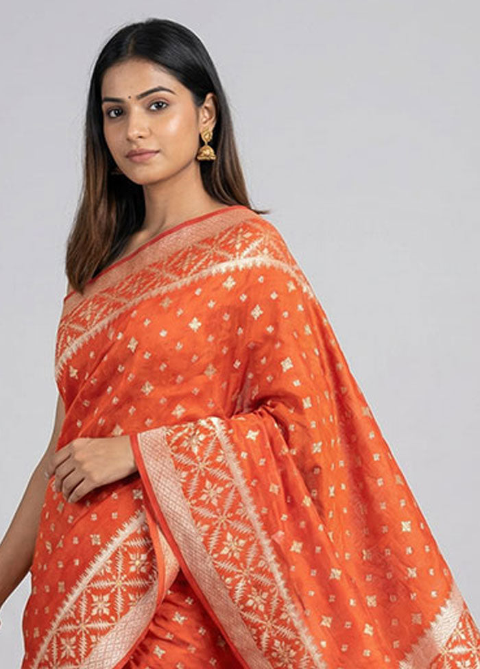 Pink Kora Silk Saree With Blouse Piece