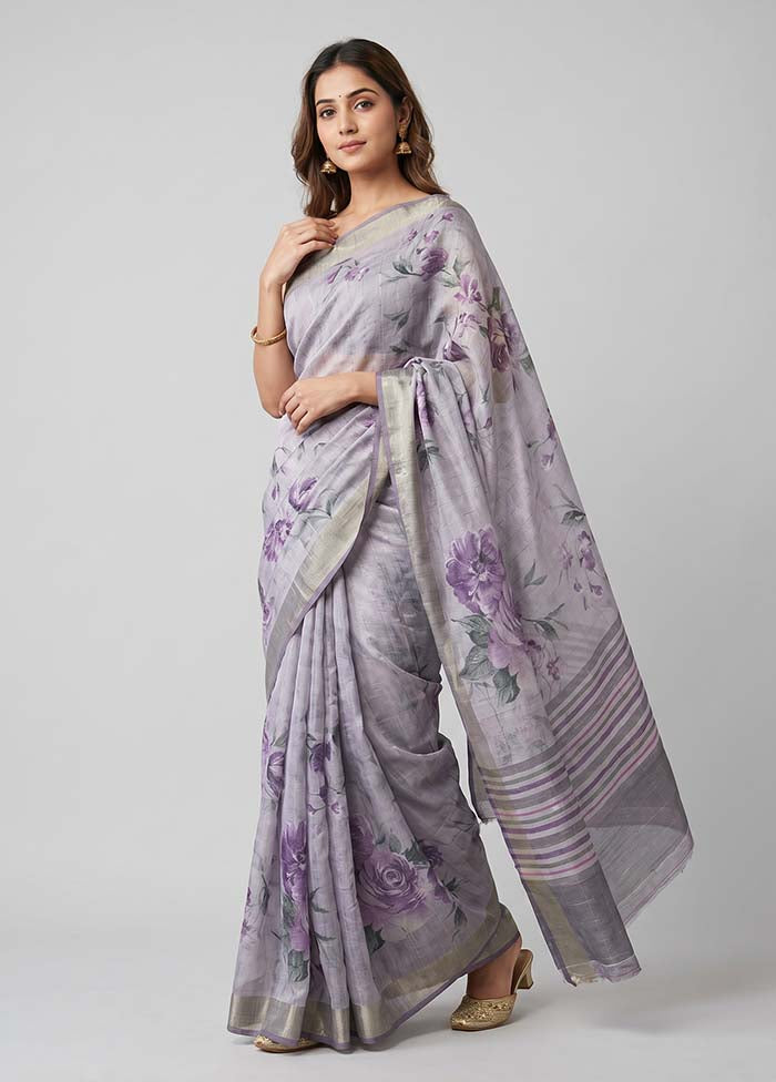 Purple Tussar Silk Saree With Blouse Piece