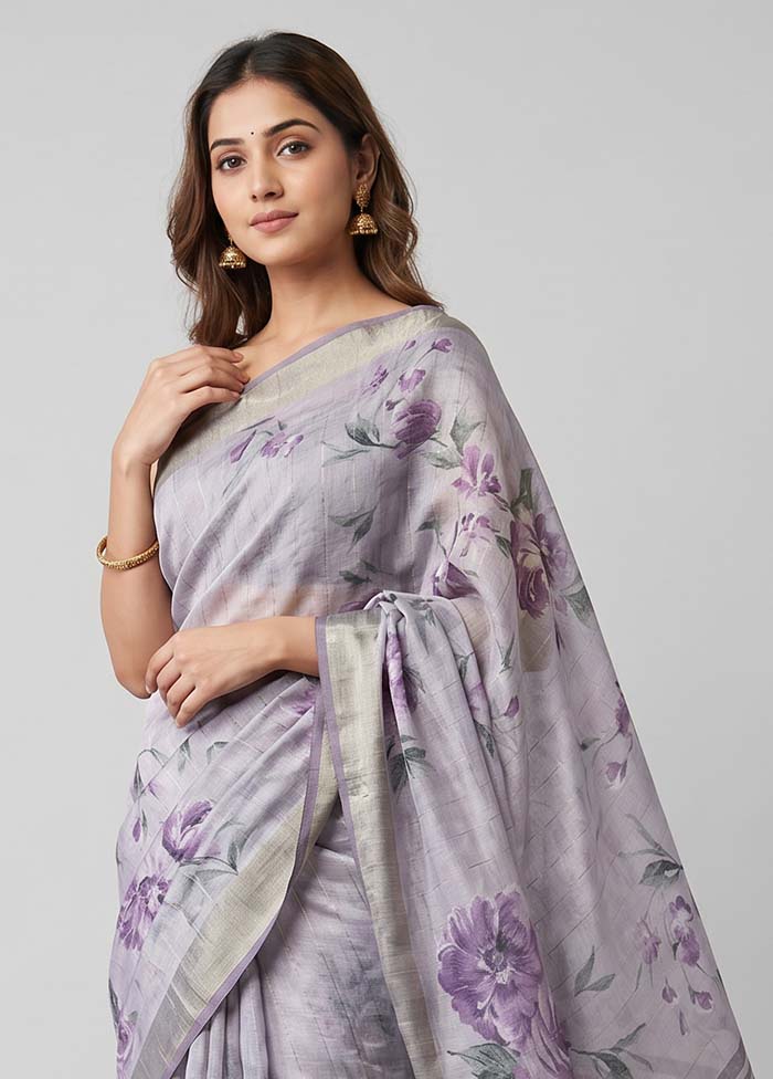 Purple Tussar Silk Saree With Blouse Piece