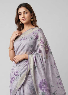 Purple Tussar Silk Saree With Blouse Piece