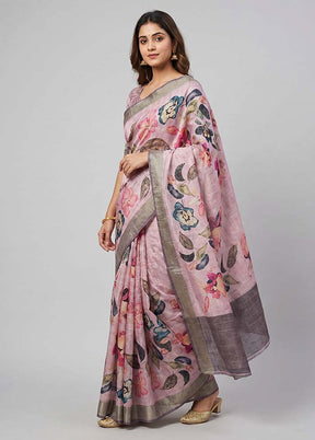 Purple Tussar Silk Saree With Blouse Piece