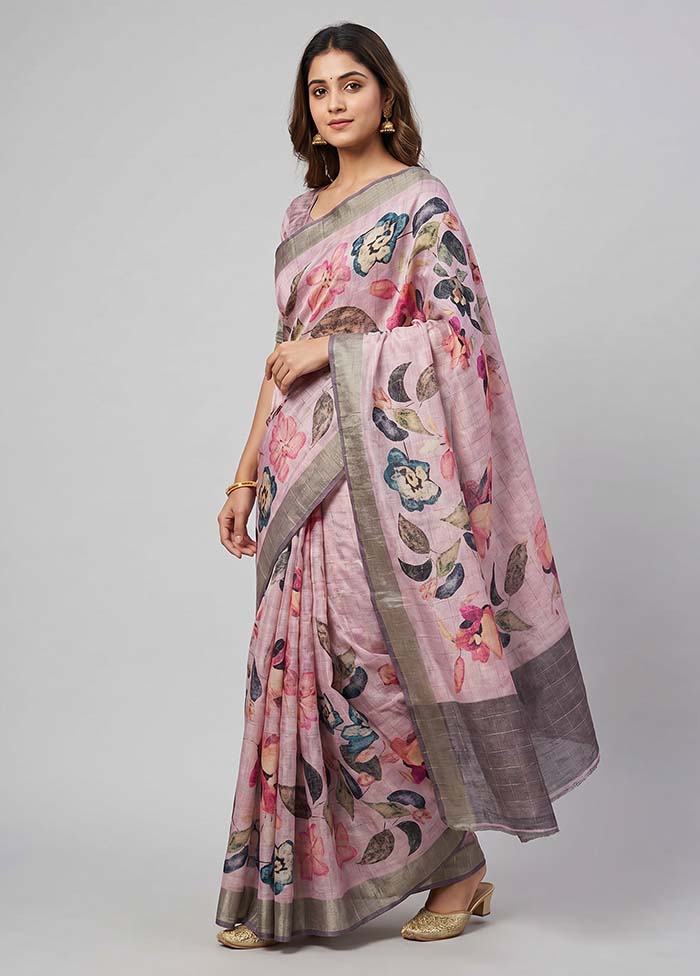 Purple Tussar Silk Saree With Blouse Piece