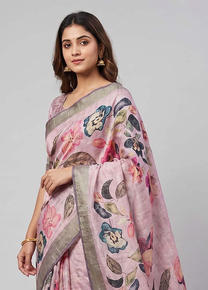 Purple Tussar Silk Saree With Blouse Piece