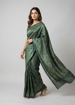 Grey Jamewar Silk Saree With Blouse Piece