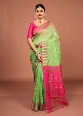 Green Jamdani Cotton Saree Without Blouse Piece
