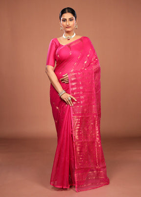 Pink Jamdani Cotton Saree Without Blouse Piece