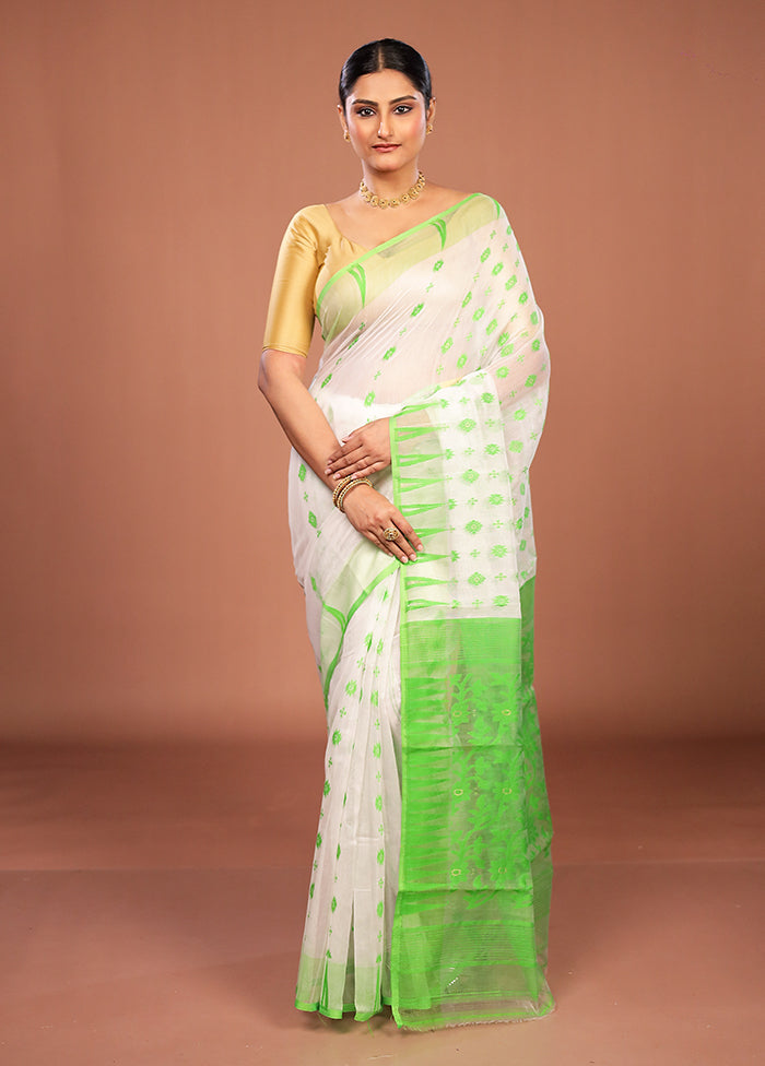 Green Jamdani Cotton Saree Without Blouse Piece