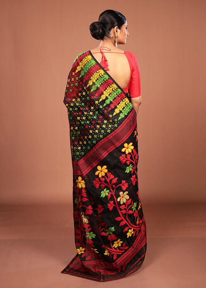 Black Jamdani Cotton Saree Without Blouse Piece