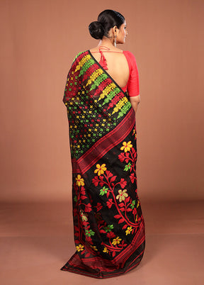 Black Jamdani Cotton Saree Without Blouse Piece