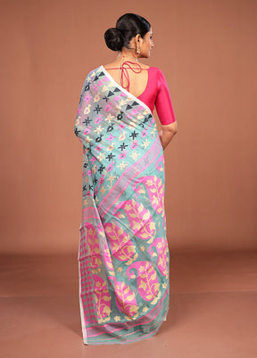Green Jamdani Cotton Saree Without Blouse Piece