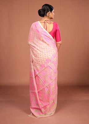 Cream Jamdani Cotton Saree Without Blouse Piece