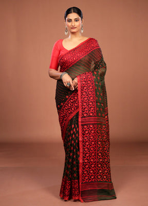Green Jamdani Cotton Saree Without Blouse Piece