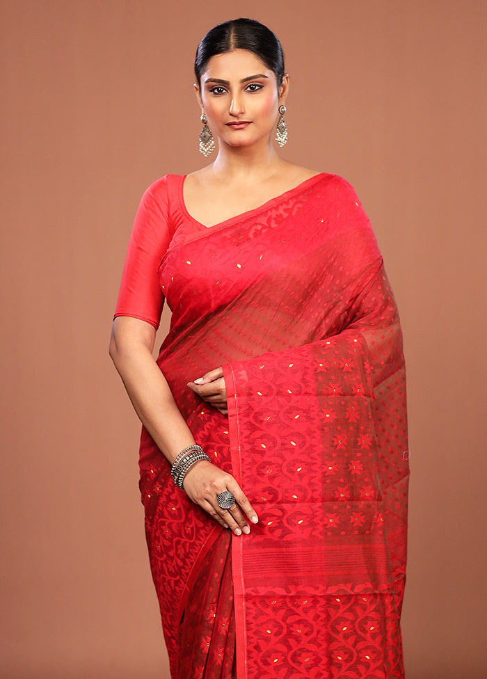Green Jamdani Cotton Saree Without Blouse Piece
