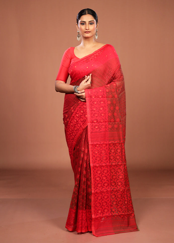Green Jamdani Cotton Saree Without Blouse Piece