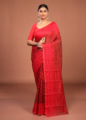 Green Jamdani Cotton Saree Without Blouse Piece