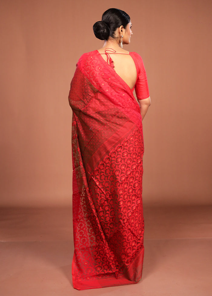 Green Jamdani Cotton Saree Without Blouse Piece