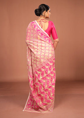 Cream Jamdani Cotton Saree Without Blouse Piece