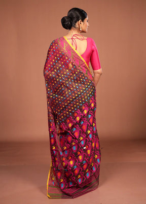 Black Jamdani Cotton Saree Without Blouse Piece