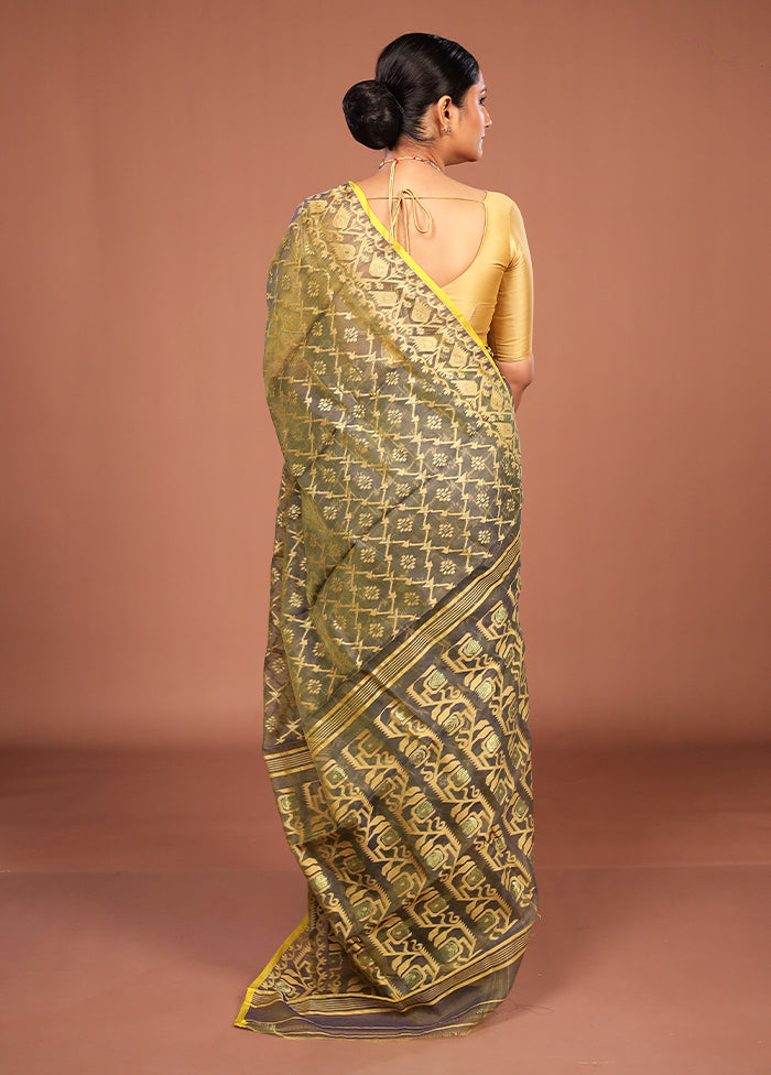 Green Jamdani Cotton Saree Without Blouse Piece