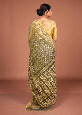 Green Jamdani Cotton Saree Without Blouse Piece