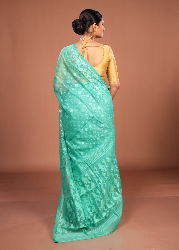 Green Jamdani Cotton Saree Without Blouse Piece